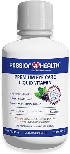 Miniatura 1 de Passion 4 Health Vitaminas líquidas para los ojos, visión natural y apoyo prémium para la salud ocular con extracto de bayas de Maqui, sin gluten,