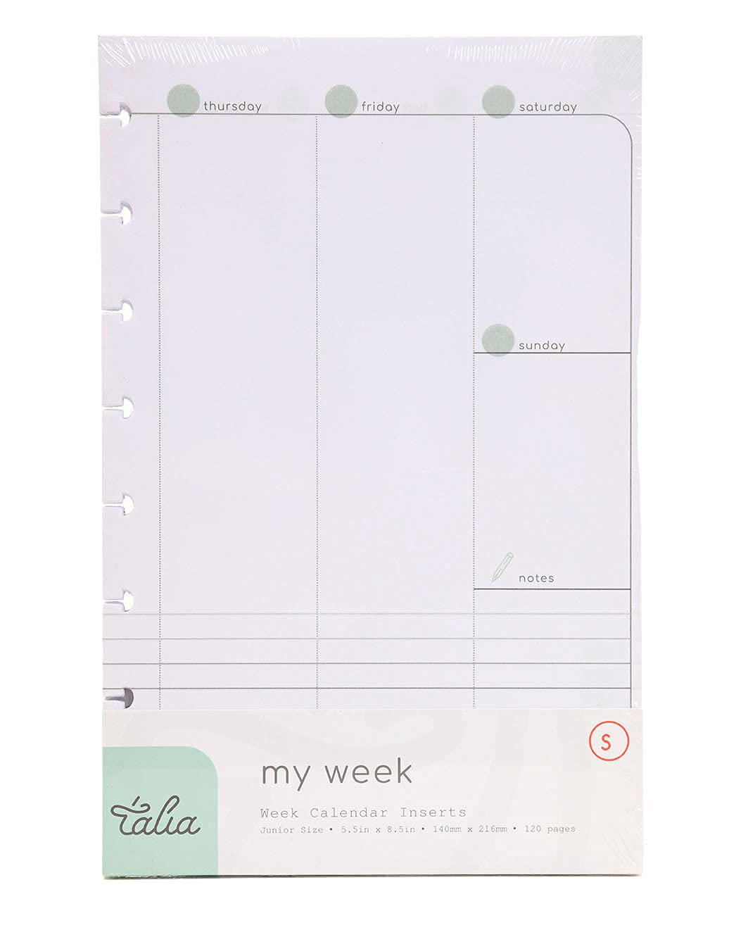 Talia Discbound Notebook Ricariche Junior (5.5In X 8.5In) Weekly Undated Layout-image