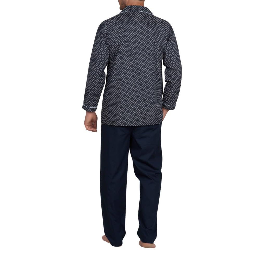 MARINER - Pyjama Long Ouvert en Popeline Pur Coton - Couleur - Marine - Taille - 6/XXLarge