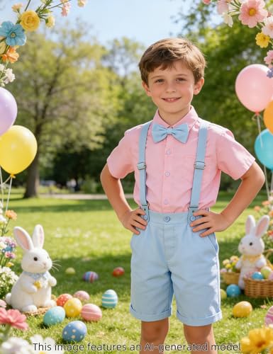 Image of A&J DESIGN Baby Boys Gentleman Suit, 2Pcs Outfit Shirt & Pants
