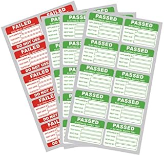 1.12x1.6 inch 200 PCS Pass PAT Testing Labels with 20 PCS Fail Appliance Testing Labels, Green,Red (UKERGOU-ET-03)
