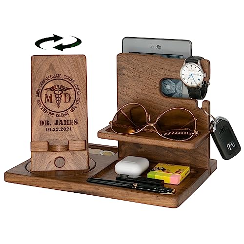 Personalized Desk Organizer with Rotating Phone Stand: Doctor Gift Selection - Ideal for Doctor's Day, Graduation, Retirement, Birthdays. Perfect Thank You, Appreciation for Family Doctors and Medical