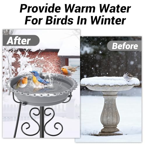 ODSNANIE Heated Bird Baths for Outdoors,100W Garden Heated BirdBaths,Grey by ODSNANIE - Used condition - Image 6