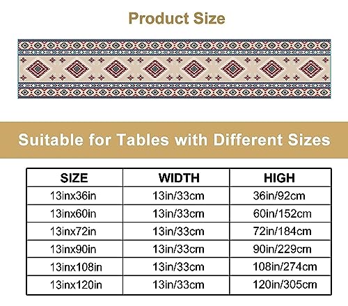 Image of Rustic Ethnic African Table Runner Vintage Tribal Aztec Southwestern Native American Runner for Kitchen Table Dining Room Coffe 13x36 inch