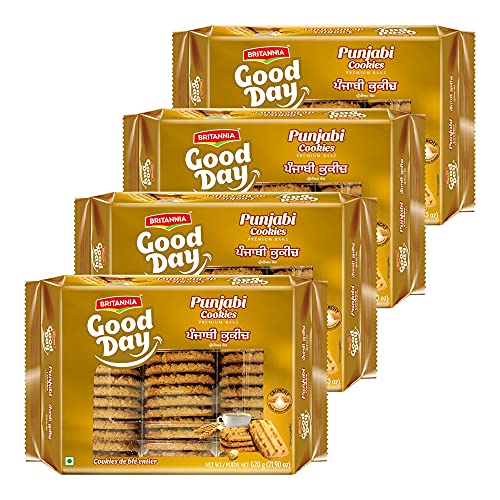 Britannia Punjabi Cookies 21.90oz (620g) - Pack of 4 - Whole Wheat Cookies - Healthy, Delicious & Crispy - Breakfast & Tea Time Snacksのサムネイル