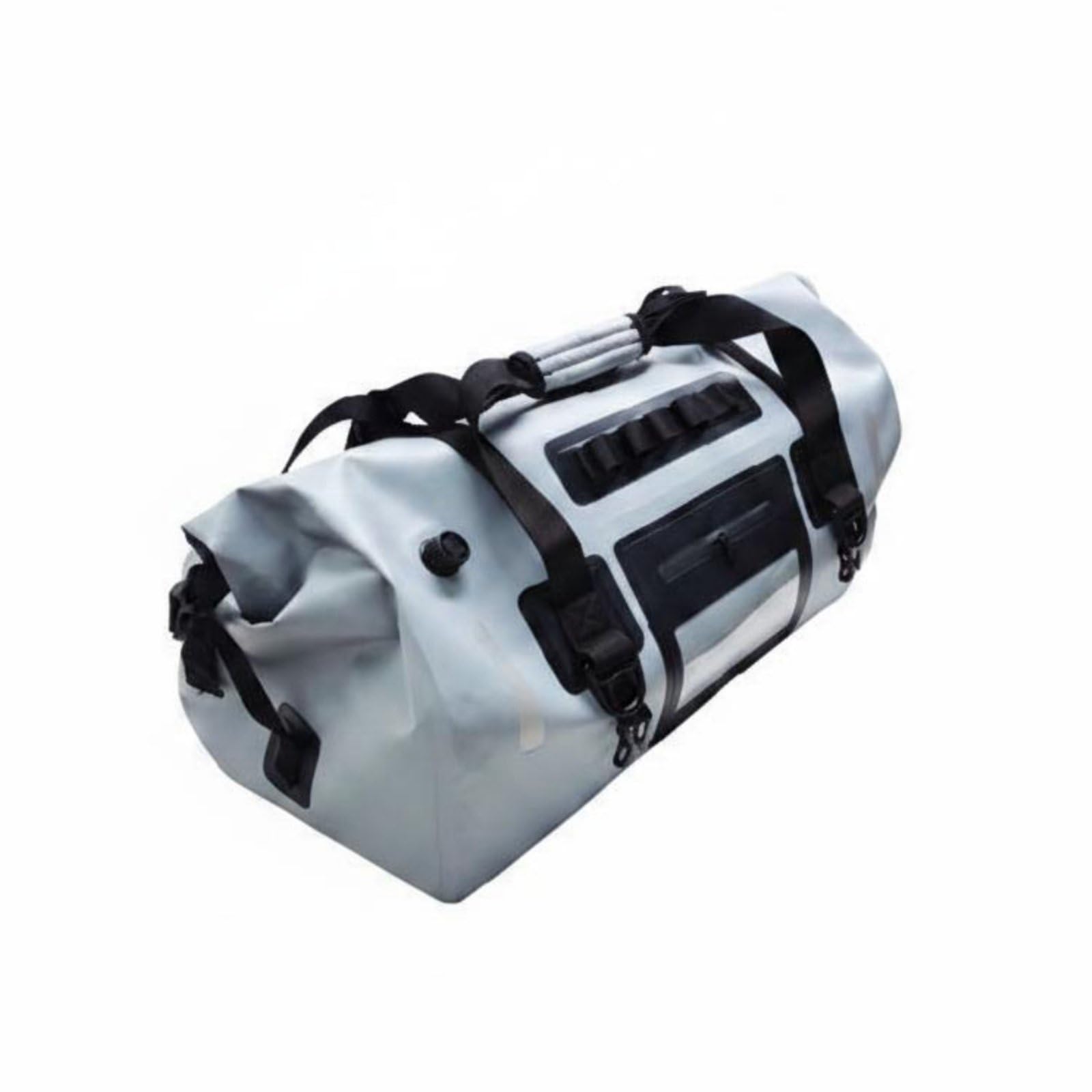 TISHITA Borsa Posteriore Impermeabile Borsa Coda Borsone Sacca Viaggio in PVC 500D con Chiusura Stagna Punti di Fissaggio E Tasca Trasparente Adatta a Viaggi, Grigio, Grigio Argento, 66L