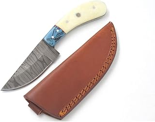 Wild Turkey Handmade Damascus Collection Fixed Blade Hunting Knife w/Leather Sheath(WB) - Wild Turkey Handmade