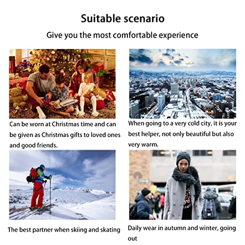 DAISHA Women's Winter Rex Rabbit Fur Knit Thick Skull Beanie Hat w/Pom + Scarf for Baby Children Birthday Christmas New Year.4