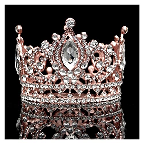 Corona de princesa rosa oro para fiesta de quinceañeras y peinados de gala