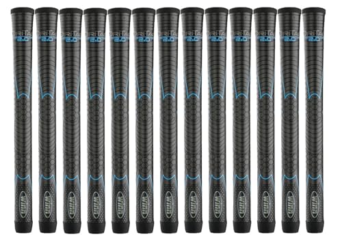 Winn Grips 32DT-JBK Dri-Tac 2.0 series Advance Polymer Technology, 13 Piece Golf Grip Bundle-Undersize, Jet Black-Blue