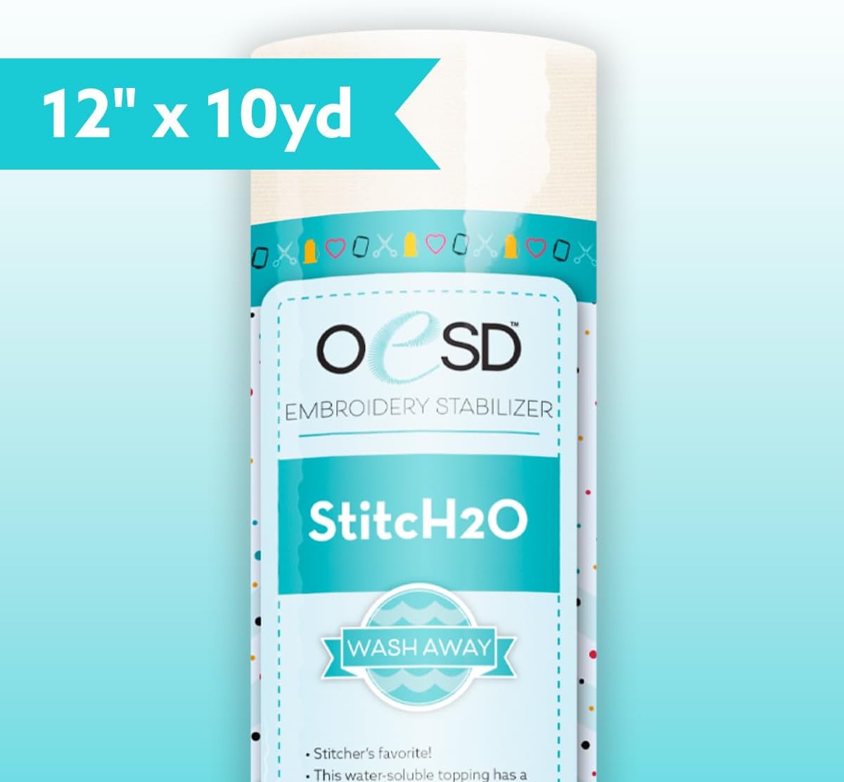 OESD StitcH2O Wash Away Water Soluble Embroidery Topper 12" x 10 yd Roll