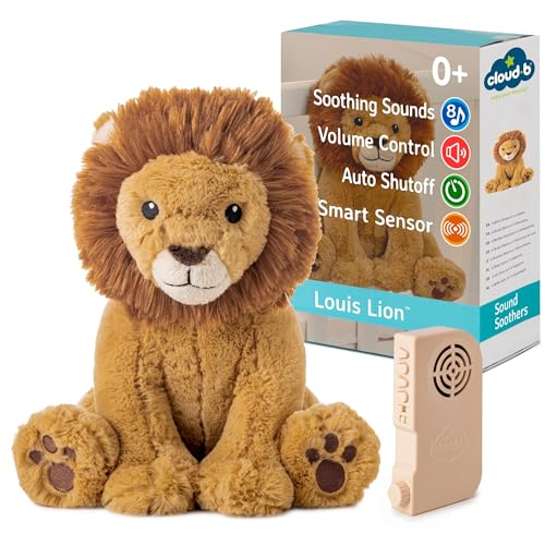 Image of Cloud b Louis Lion Smart Sensor: Portable Baby Sound Machine & White Noise Soother. 8 Calming Lullabies & Nature Sounds. Travel-Ready Infant Sleep Aid & Nursery Registry Essential