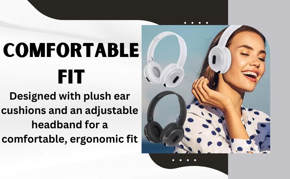 Image of Wireless Over-Ear Headphones, Matte White,Cushioned Earpads, Adjustable Headband