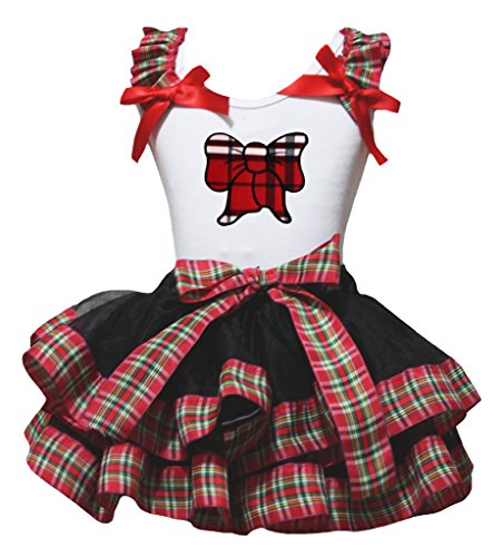 Chemise blanche bébé et jupe noire ensemble à ruban rouge pour fille
