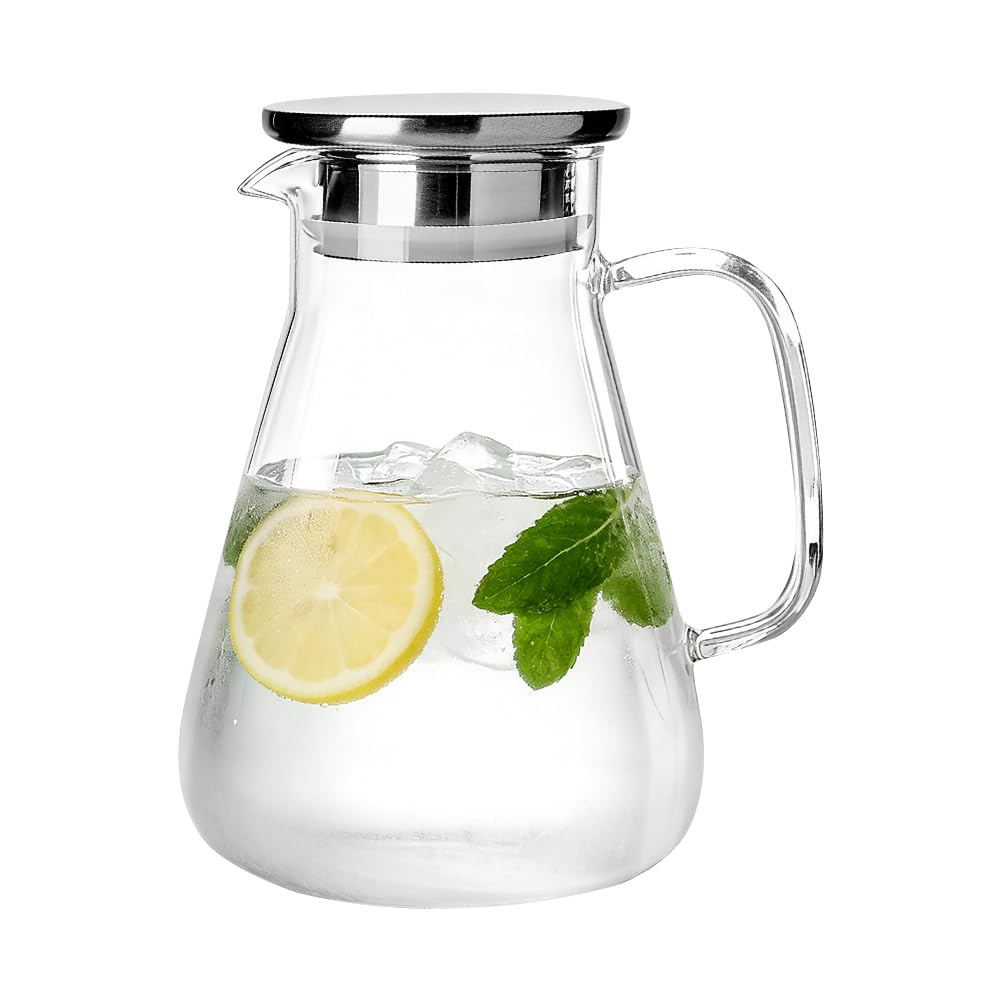 Teiera in vetro, teiera per tè sfuso, teiera in vetro, 1700 ml, con colino in acciaio inox, teiera a prova di piano cottura, per tè sfuso, caraffa in vetro per tutti gli amanti del tè