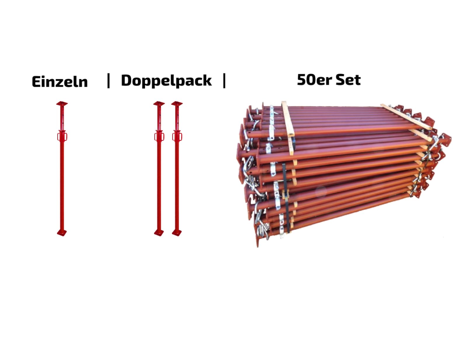 GBM Baustütze 0,5m bis 0,8m | Universalstütze 4kg | Montagestütze mit unverlierbarem Sicherheitshaken | bis 1.600kg Traglast (1 Stück)