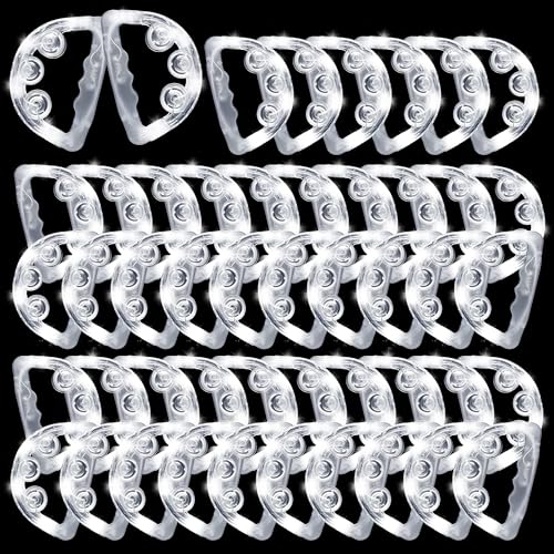 TAOZIMA LED Light Up Tambourines, Tamborine for Adults, Glow in the Dark Handheld Percussion Musical Instrument Wedding Reception Dance Floor Props Party Favors (24, White)