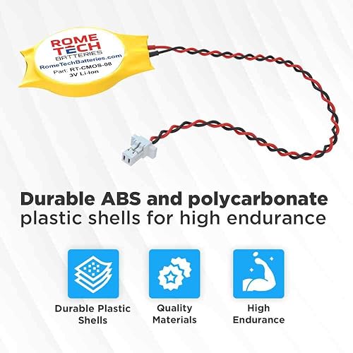 Miniatura 5 de Rome Tech RTC - Batería CMOS para Dell Inspiron 15 5585, Vostro 5581 - Batería de respaldo para laptop BIOS CR2032 con 2 pines / cable de 2 cables