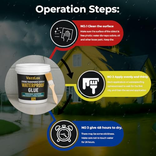 Image of VazzLox Waterproof Glue for Leakage Strong & Transparent Water Proof Glue Plus Brush Epoxy Resin for Water Proofing for Indoor & Outdoor Crack Seal Agent Roof Water Leakage Glue Adhesive Sealant 1kg