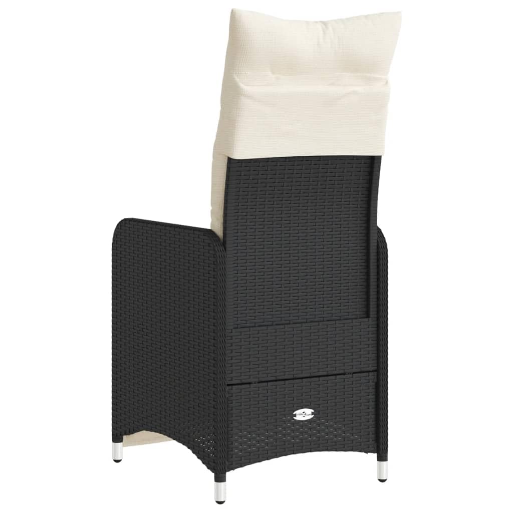 Poltrone reclinabili da giardino cuscini 2 pz rattan sintetico nero sedie da esterno resistente alle intemperie, poltrone per terrazze nere con poggiapiedi