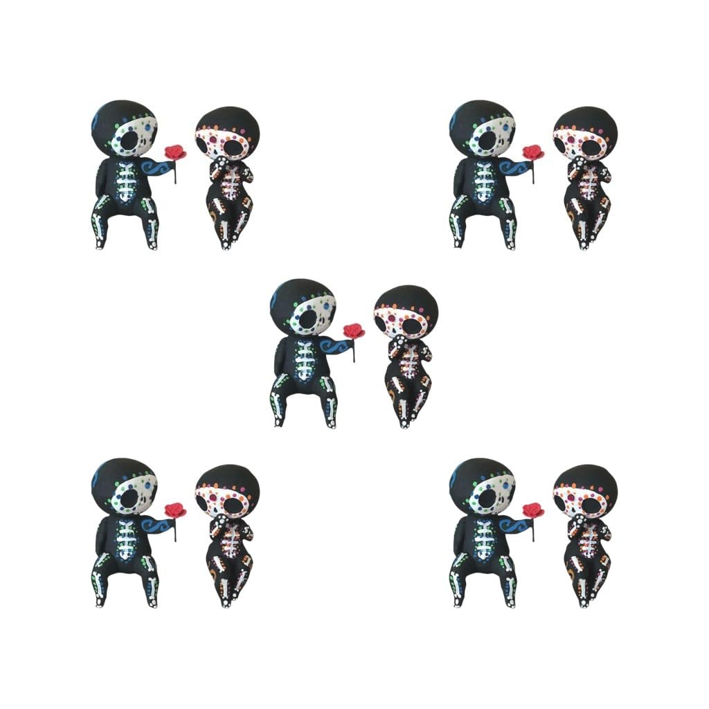 Juego de 5 figuras de resina de calavera de azúcar para decoración de escritorio, regalo de San Valentín para parejas