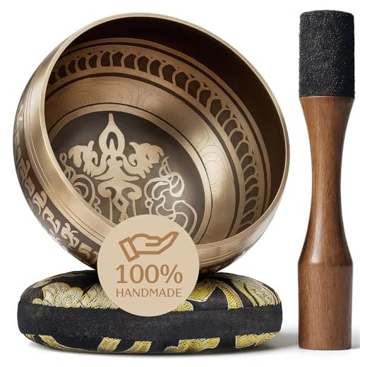 Silent Mind ~ Tibetan Singing Bowl Set ~ Bronze Mantra Design ~ With Mallet & Silk Cushion ~ For Meditation, Chakra Healing, Yoga, and Mindfulness ~ Perfect Gift