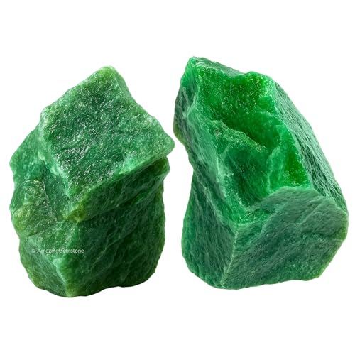 Image of Amazing Gemstone Dark Green Aventurine Raw Crystals and Healing Stones, Natural Rocks for Tumbling - DIY Raw Stones and Crystals, 2 Pieces