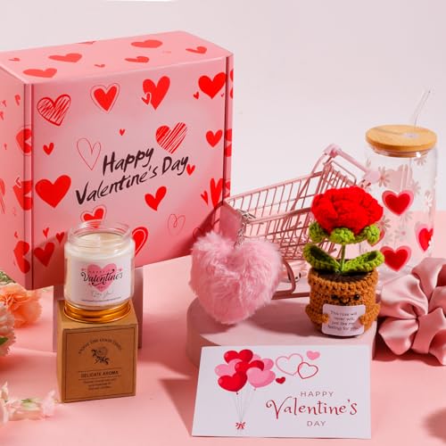PANYUXUT Valentine's Day Gift for Her,Valentine Gift Baskets for Women, Girlfriend, Her, Wife, Romantic Gifts for her, Unique Present for Wedding Engagement Anniversary Bulk Set 16oz Glass Cup #2