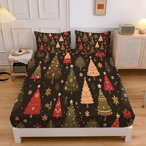 Spannbettlaken 160x200cm Weihnachtsbaum Bettlaken Topper...