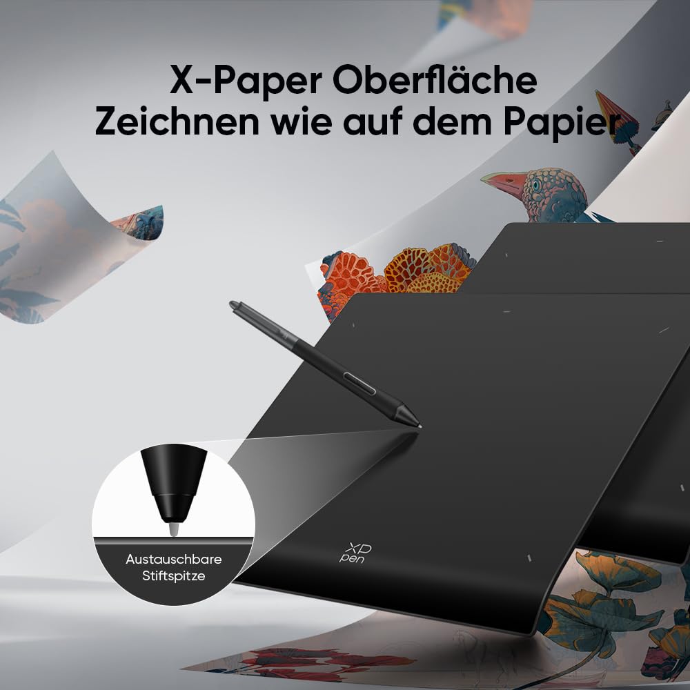 XPPen tablet graficzny Deco Pro MW Gen.2 Bluetooth 5.0, tablet graficzny bez wyświetlacza, 16 K (16384) poziomy ciśnienia, kompatybilny z Windows Chrome OS macOS 10.10, Android 10.0, Linux (9 "x6)