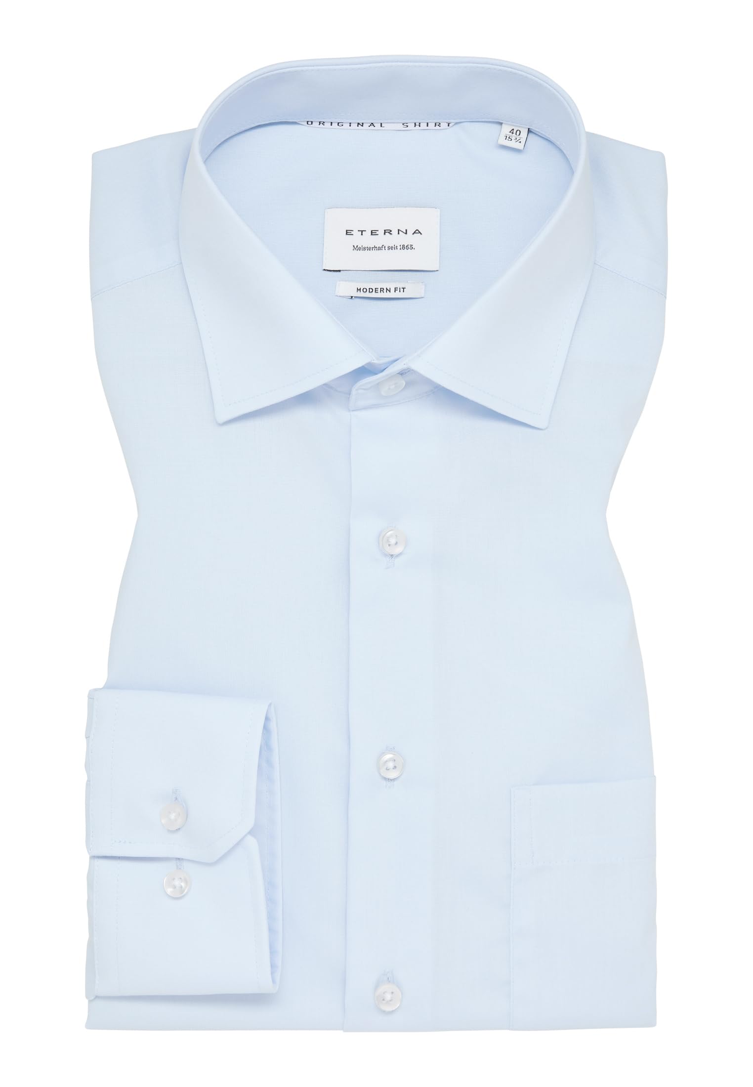 ETERNA Langarm Hemd Modern Fit Popeline unifarben Größe 42, Farbe hellblau
