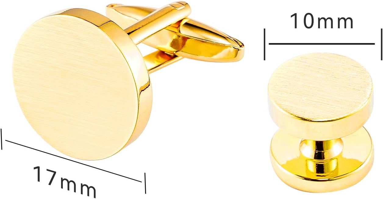 Cufflinks for Men and Tuxedo Shirt Studs Set with Gift Box Stainless Steel Cuff links - Image 3