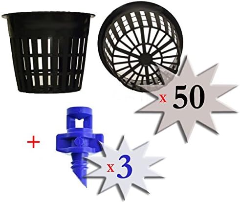 Cz Garden Supply 50 Pack - 3 inch Round Net Cups Pots Wide Lip Design
