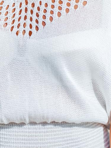 Image of CUPSHE Women Crochet Swim Cover Up Short Sleeve V Neck Bathing Suit Beach Dress Summer Swimwear Coverups