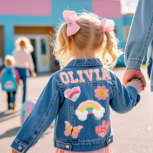Image of Personalized Kids Denim Jacket with Name, Custom Girl Jean Jacket