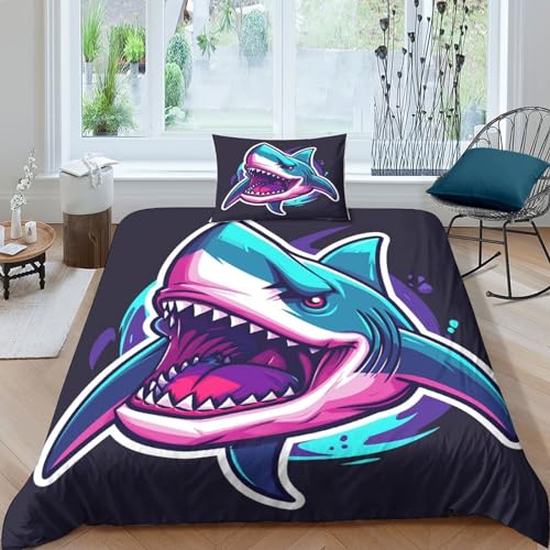 Housse de couette requin 3 pièces en microfibre douce imprimé 3D - 2