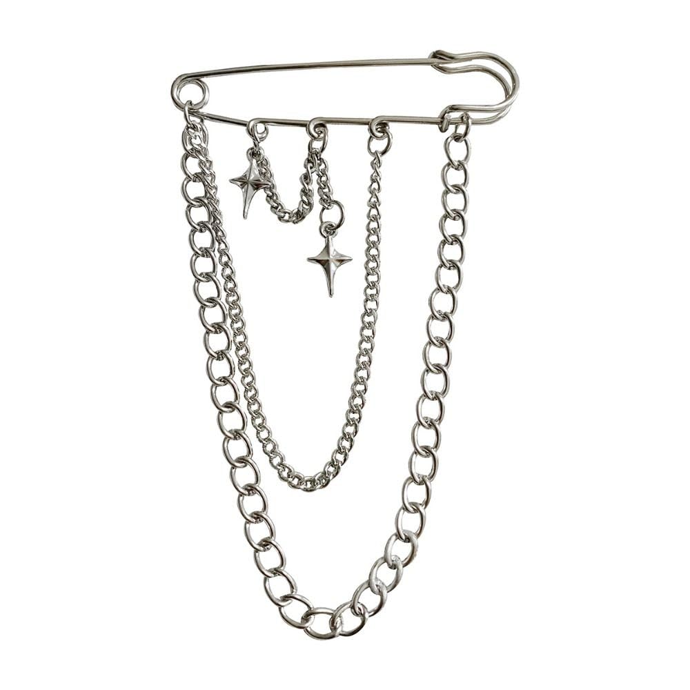 Spilla Gotica Punk A Forma Di Croce Con Catena E Nappe - Accessorio Vintage Per Maglioni, Scialli E Colletti, Metallo