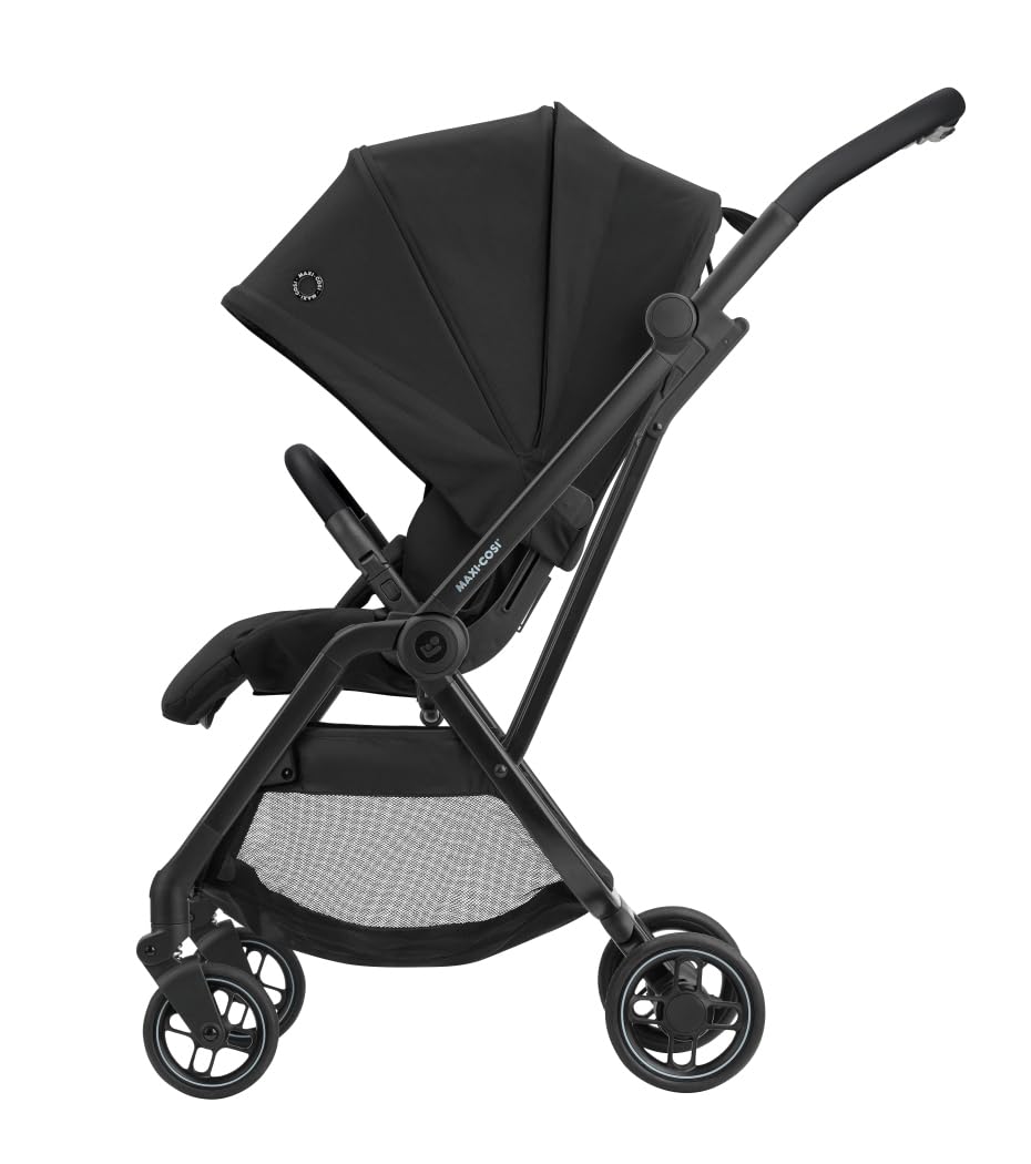Maxi-Cosi Leona Cochecito ultracompacto, Asiento reversible, Respaldo regulable, desde el nacimiento hasta los 4 años, Essential Black