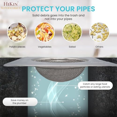 Image of 2025 Upgrade Square Stainless Steel Kitchen Strainer 11 CM Sink Jali, Drain Filter, Anti Clogging Mesh Hair Catcher Drain Cover (ONLY for Square Sink)