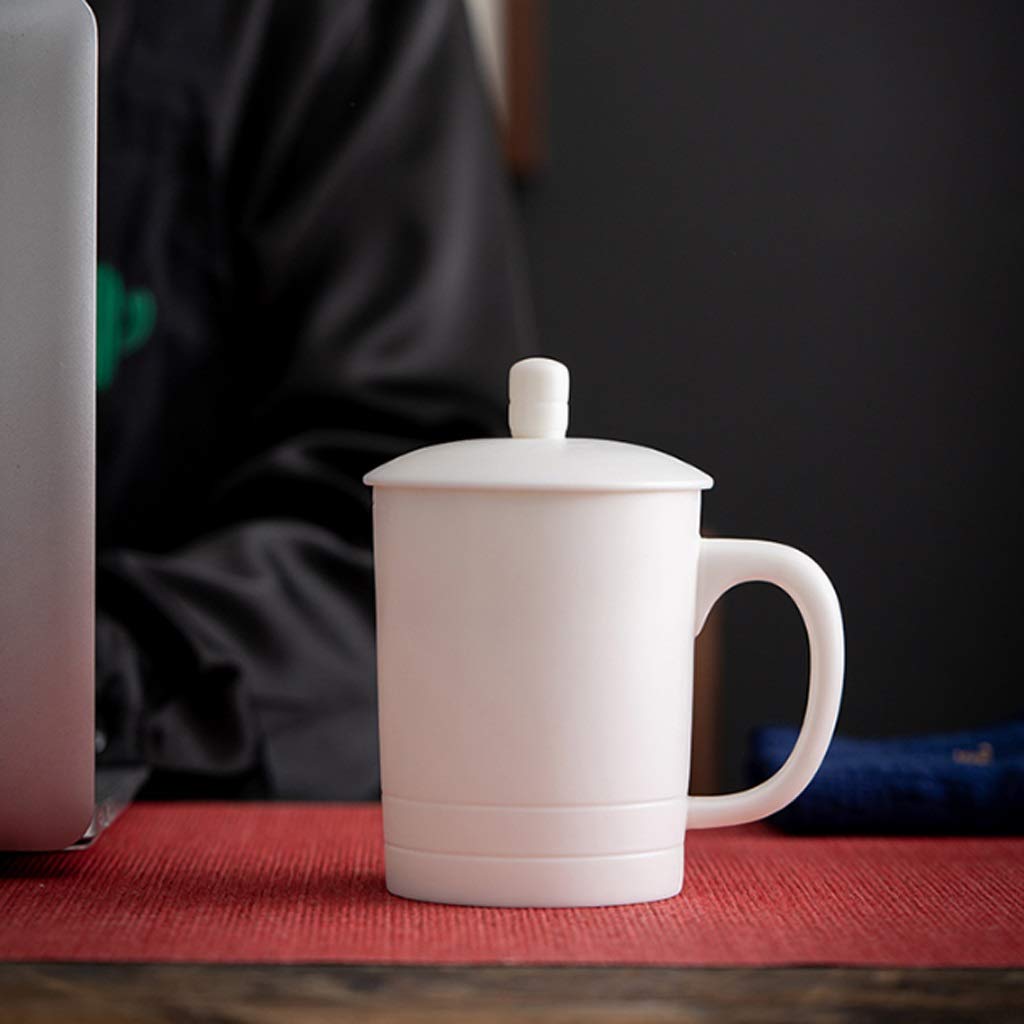 Kaffee-Becher Keramikbecher Große Kapazität Weiße Kapazität Becher mit Griff Tee Wasser Trennung Kaffeetasse Tragbare Teetasse 440ml (Color : White)