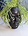 Female Head Face Ceramic Planter Pot Black Small with Drainage Hole 2.25