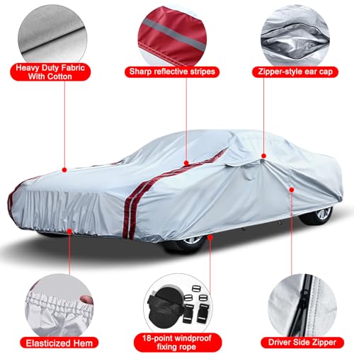 Image of Waterproof Car Covers Replace for 2005-2013 Corvette C6, 6 Layers All Weather Custom-fit Car Cover with Zipper Door & 18 Ponit Windproof Bands for Snow Rain Dust Hail Protection