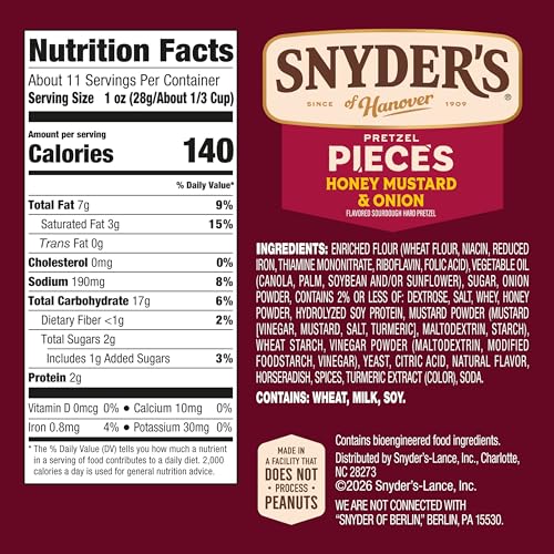 Image of Snyder's of Hanover Honey Mustard & Onion Flavored Pretzel Pieces, 11.25 Oz