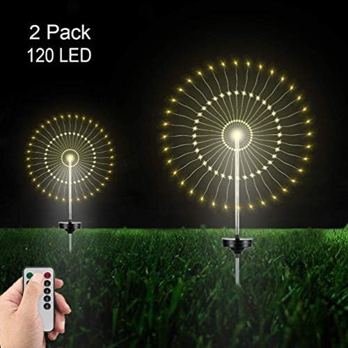 PXB Outdoor Solar Led Lights, 2 Pack Led Garden Decorations with Remote Control, DIY Dandelion Fairy Light, Solar Powered, Waterproof Landscape Lights for Patio, Garden, Lawn, Walkway, Pool Decoration