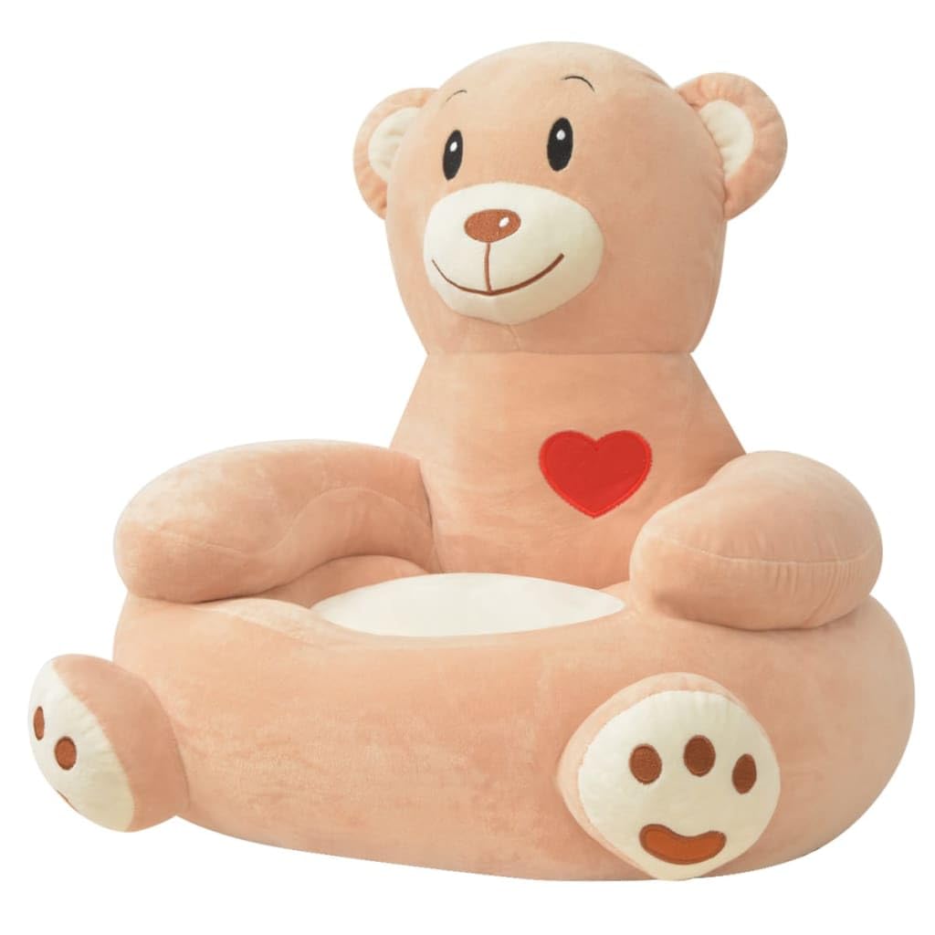 Plüsch-Kindersessel Bär Braun aus Polyester, 51x46x50 cm, rutschfest, gepolstert, ideal zum Spielen und Lesen, weicher Kindersitz für Kinder ab 3 Jahren