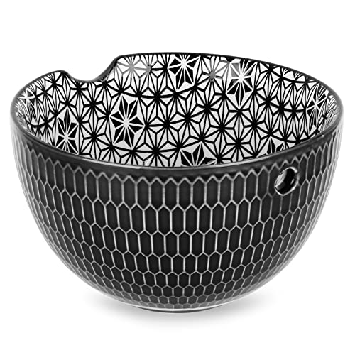 Coopay Yarn Bowl, Round Ceramic Yarn Storage Bowl for Crocheting, Large Knitting Bowl Yarn Holder with Hole and Knitting Needles Placement Notch, Yarn Organizer Skein Bowl for Wool Balls Storage