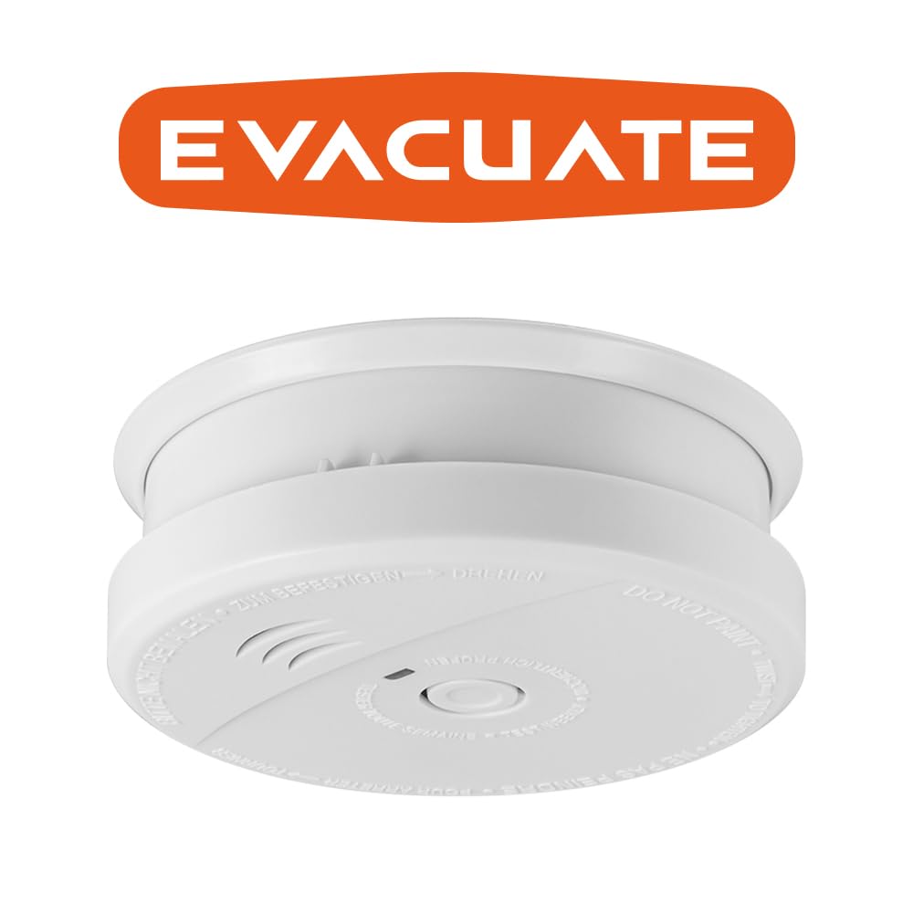 EVACUATE - Lot De 4 Détecteurs De Fumée NF - Supports Aimantés Fixation