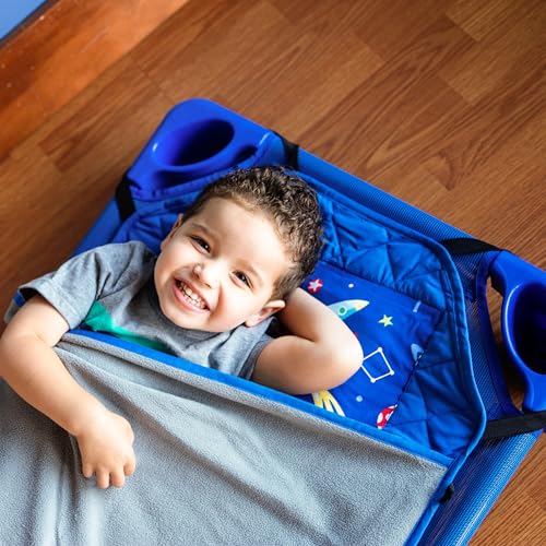 Image of Wildkin Modern Kids Nap Mat with Pillow for Boys & Girls - Cotton Blend, Elastic Straps, Toddler Sleep Mat for Daycare, Preschool, Kindergarten & Travel, Ages 3-7, Machine Washable - Out of This World