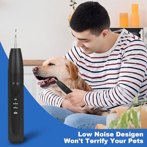 Image of Dog Plaque and Tartar Remover,Dogs Teeth Cleaning Kit with Led Light | 3 Modes Dog Tooth Plaque Remover,Canident-Sonic Tooth Cleaner for Dogs and Cats,Low Noise Ultrasonic Pet Teeth Cleaner,Black