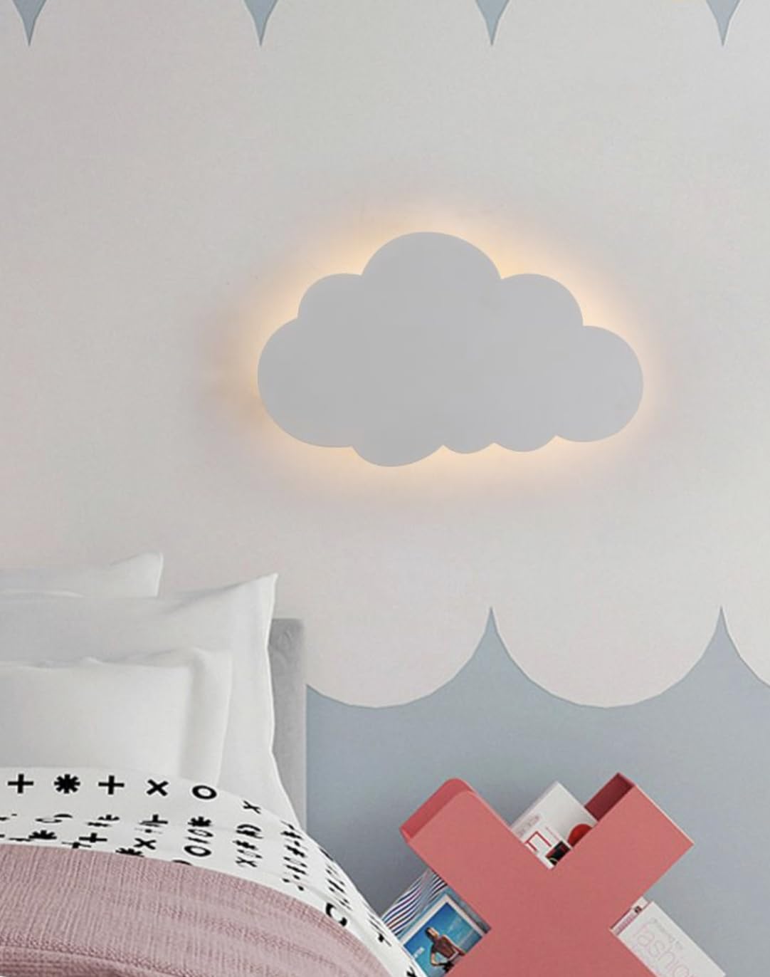 Partenopeautensili® Applique a led lampada per interno moderna luce da parete a muro lampada 9W 630 Lumen (NON E' A BATTERIA) illuminazione by universo (Nuvola, Cambia 3 tonalità luce Bianca)